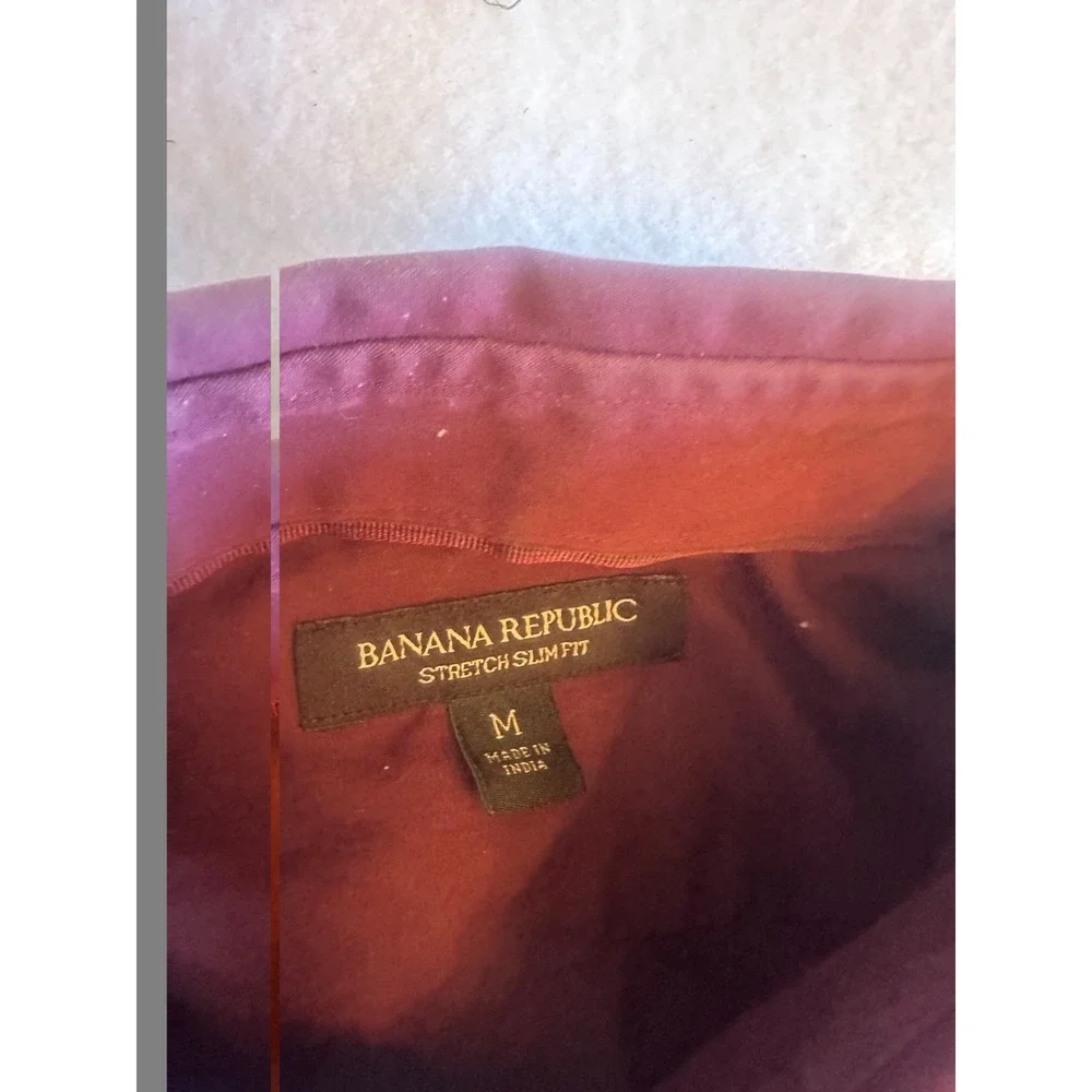 Banana Republic Slim Fit Button Down Mens M Burgundy Stretch Long Sleeve Shirt